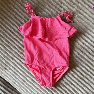 Girls Pink Ruffle One-Piece Swimsuit